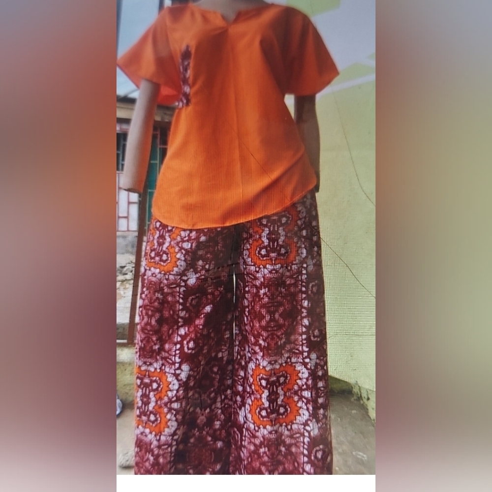 Orange and Brown Patterned Jumpsuit